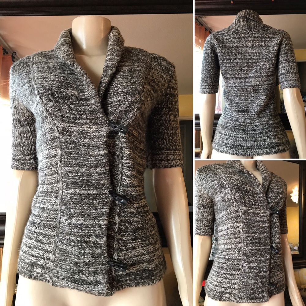 Alpaca Wool Heather Grey Chunky Toggle Sweater